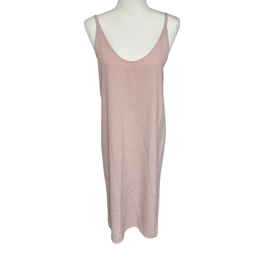 Everlane Japanese GoWeave Slip Dress Blush Pink Midi Side Slit Size 2 Minimalist